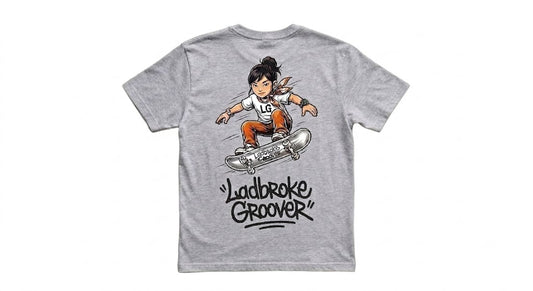 Skateboarder kids white & grey t shirt