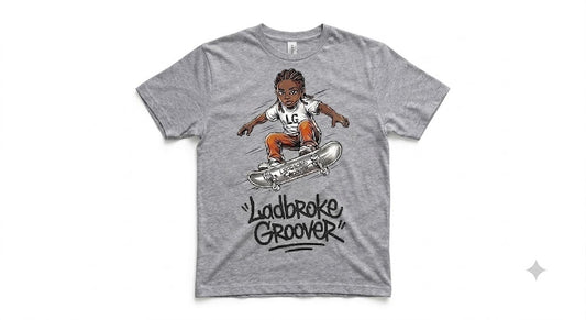 Skateboarder kids white & grey t shirt