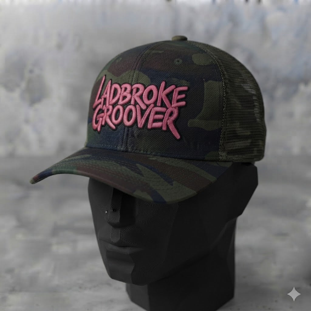 Pink embroidered Camo Ladbroke Groover Cap