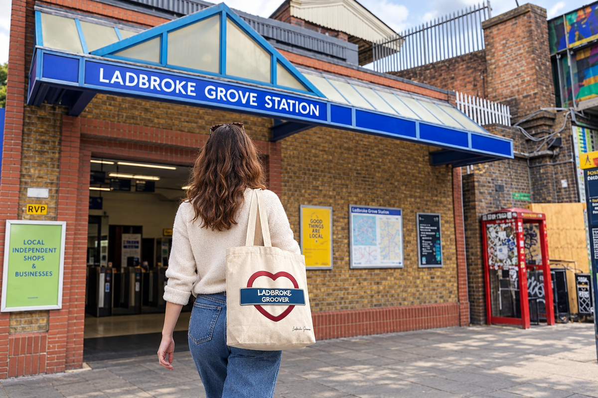 Tote bag at Ladbroke Grove station